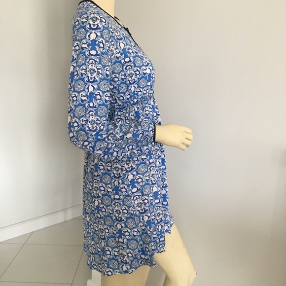 Moroccan print long Sleeve baby doll dress Swim coverup - Picture 3 of 7